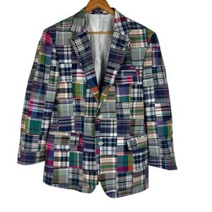 Jos A Bank 42R Patchwork Madras 100% Cotton India Multicolor Plaid 2 Button